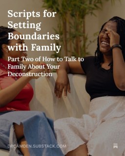 Need scripts for setting boundaries with family?

Today’s post includes specific scripts for how to respond to questions or ways to set boundaries around the conversation. These scripts can be adapted to any conversation topic, whether it’s faith, parenting, life choices, or values. 

Read my Substack for my suggested scripts and tips!  drcamden.substack.com

#christianity #christianwriter #writer #writersofinstagram #blogger #bloggersofinstagram #hopewriter #amwriting #christianblogger #christianbloggersofinstagram #walkingthemiddlepath #substack #religiousdeconstruction #faithdeconstruction #faithjourney #deconstruction #deconstructingfaith #faithreconstruction #therapist #therapy #mentalhealth #psychology #psychologist #therapistsofinstagram #christianpsychologist #faithandmentalhealth #christiantherapy #boundaries