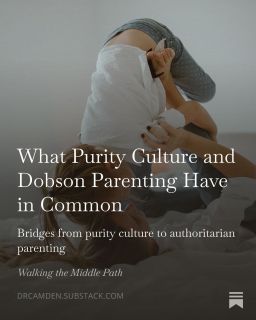 When fundamentalism and false promises are the common foundation...

As I was doing the research for my books, I noticed I was using similar terms to describe both purity culture (the subject of my first book, Recovering from Purity Culture) and authoritarian parenting (the subject of my next book on reparenting yourself). 

Authoritarian.
Control.
Shame and fear.
Patriarchy.
Black and white thinking.

In today's Substack post, I go beyond what I can share on social media to explain the bridges between purity culture and Dobson parenting.

You can read the post for free at my Substack drcamden.substack.com or click the link in my bio.

#purityculture #jamesdobson #christianparents #reparenting #toxicparenting