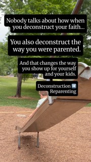 Follow @drcamden as we deconstruct toxic Christian parenting and make the shift from control to connection with our kids. 🫶 

Nobody talks about the grief that comes with faith deconstruction.

Not only do you deconstruct your faith, but then you have to deconstruct the way you were parented. Especially if you’re like me and grew up with religious authoritarian parenting.

But making the shift from control to connection changes the way you show up for yourself. And your kids.

Deconstruction ➡️ Reparenting yourself.

If you’re a deconstructing Christian who is also figuring out how to break cycles with your kids, follow @drcamden, a Millennial mom and licensed psychologist.

#faithdeconstruction #reparenting #gentleparenting #breakingcycles #faithreconstruction