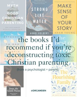 Don't forget to save this to add these books to your TBR list!

If you're deconstructing toxic Christian parenting, you need these books to unlearn Dobson, spanking, breaking the will, obedience, and heal the trauma.

-The Myth of Good Christian Parenting by  @kelseykmcginnis @mburtwrites 
-Make Sense of Your Story by @adamyoungcounseling
-Attached to God by @krispinmayfield and his work at @strongwilledproject
-The Best of You by @dralisoncook and her podcast
-Strong Like water by @aundikolber 
-Jesus, the Gentle Parent by @lrknost 
-The Flourishing Family by @flourishinghomesandfamilies 
-BONUS: My Substack, Walking the Middle Path, where I share the research on reparenting yourself from toxic Christian parenting. My book on the subject comes out Summer 2027. Link in bio to read it!

What book are you reading next to help you heal from toxic Christian parenting?