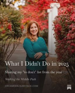 Keeping a “to don’t” list—a list of things I don’t do—is one of my greatest life hacks. It allows me to focus my time and energy on what matters most to me. 

So, as my year-end review, I will share some items on my “to don’t” list for the year, and the things that made my “to do” list. Read on to learn about my journaling, church, parenting, writing, and skincare habits for the year! 

What's was on your to don't list this year?

Read mine at drcamden.substack.com

#selfcare #soulcare #boundaries #walkingthemiddlepath #substack